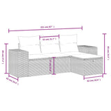 vidaXL 4-delige Loungeset met kussens poly rattan zwart