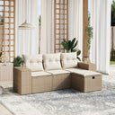 vidaXL 4-delige Loungeset met kussens poly rattan zwart