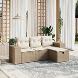 vidaXL 4-delige Loungeset met kussens poly rattan zwart