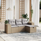 vidaXL 4-delige Loungeset met kussens poly rattan zwart