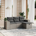 vidaXL 4-delige Loungeset met kussens poly rattan zwart