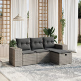 vidaXL 4-delige Loungeset met kussens poly rattan zwart