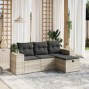 vidaXL 4-delige Loungeset met kussens poly rattan zwart