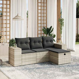 vidaXL 4-delige Loungeset met kussens poly rattan zwart
