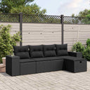 vidaXL 5-Piece Lounge Set with Cushions Poly Rattan Black