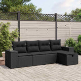 vidaXL 5-Piece Lounge Set with Cushions Poly Rattan Black