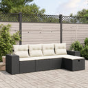 vidaXL 5-Piece Lounge Set with Cushions Poly Rattan Black
