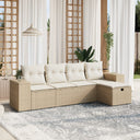 vidaXL 5-Piece Lounge Set with Cushions Poly Rattan Black