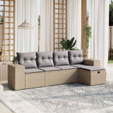 vidaXL 5-Piece Lounge Set with Cushions Poly Rattan Black