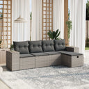 vidaXL 5-Piece Lounge Set with Cushions Poly Rattan Black