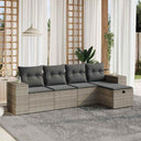 vidaXL 5-Piece Lounge Set with Cushions Poly Rattan Black