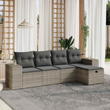 vidaXL 5-Piece Lounge Set with Cushions Poly Rattan Black