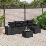 vidaXL 5-Piece Lounge Set with Cushions Poly Rattan Black