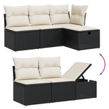 vidaXL 5-Piece Lounge Set with Cushions Poly Rattan Black