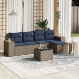 vidaXL 5-Piece Lounge Set with Cushions Poly Rattan Black
