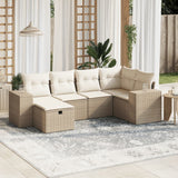 vidaXL 6-Piece Lounge Set with Cushions Poly Rattan Black