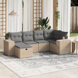vidaXL 6-Piece Lounge Set with Cushions Poly Rattan Black