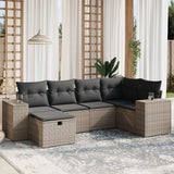 vidaXL 6-Piece Lounge Set with Cushions Poly Rattan Black