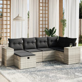 vidaXL 6-Piece Lounge Set with Cushions Poly Rattan Black