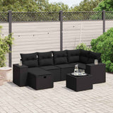vidaXL 6-Piece Lounge Set with Cushions Poly Rattan Black
