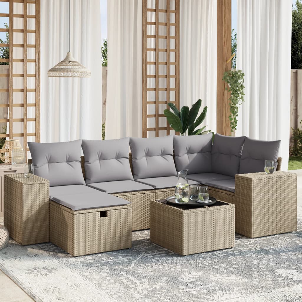 vidaXL 6-Piece Lounge Set with Cushions Poly Rattan Black