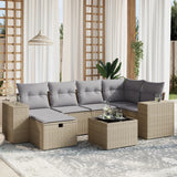 vidaXL 6-Piece Lounge Set with Cushions Poly Rattan Black
