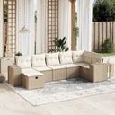 vidaXL 7-delige Loungeset met kussens poly rattan zwart