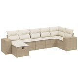vidaXL 7-delige Loungeset met kussens poly rattan zwart