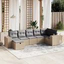 vidaXL 7-delige Loungeset met kussens poly rattan zwart