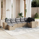 vidaXL 7-delige Loungeset met kussens poly rattan zwart