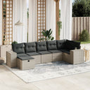 vidaXL 7-delige Loungeset met kussens poly rattan zwart