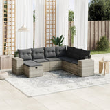 vidaXL 7-delige Loungeset met kussens poly rattan zwart