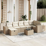 vidaXL 7-delige Loungeset met kussens poly rattan zwart