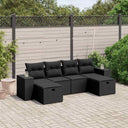 vidaXL 6-delige Loungeset met kussens poly rattan zwart