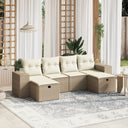 vidaXL 6-delige Loungeset met kussens poly rattan zwart