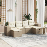 vidaXL 6-delige Loungeset met kussens poly rattan zwart