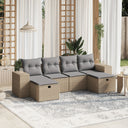 vidaXL 6-delige Loungeset met kussens poly rattan zwart