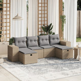 vidaXL 6-delige Loungeset met kussens poly rattan zwart