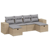vidaXL 6-delige Loungeset met kussens poly rattan zwart