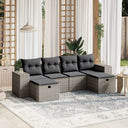 vidaXL 6-delige Loungeset met kussens poly rattan zwart