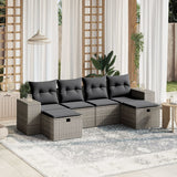vidaXL 6-delige Loungeset met kussens poly rattan zwart