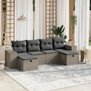 vidaXL 6-delige Loungeset met kussens poly rattan zwart