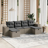 vidaXL 6-delige Loungeset met kussens poly rattan zwart