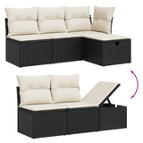 vidaXL 6-delige Loungeset met kussens poly rattan zwart