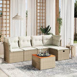vidaXL 6-delige Loungeset met kussens poly rattan zwart
