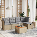 vidaXL 6-delige Loungeset met kussens poly rattan zwart
