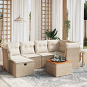 vidaXL 7-delige Loungeset met kussens poly rattan zwart