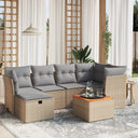 vidaXL 7-delige Loungeset met kussens poly rattan zwart