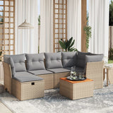 vidaXL 7-delige Loungeset met kussens poly rattan zwart