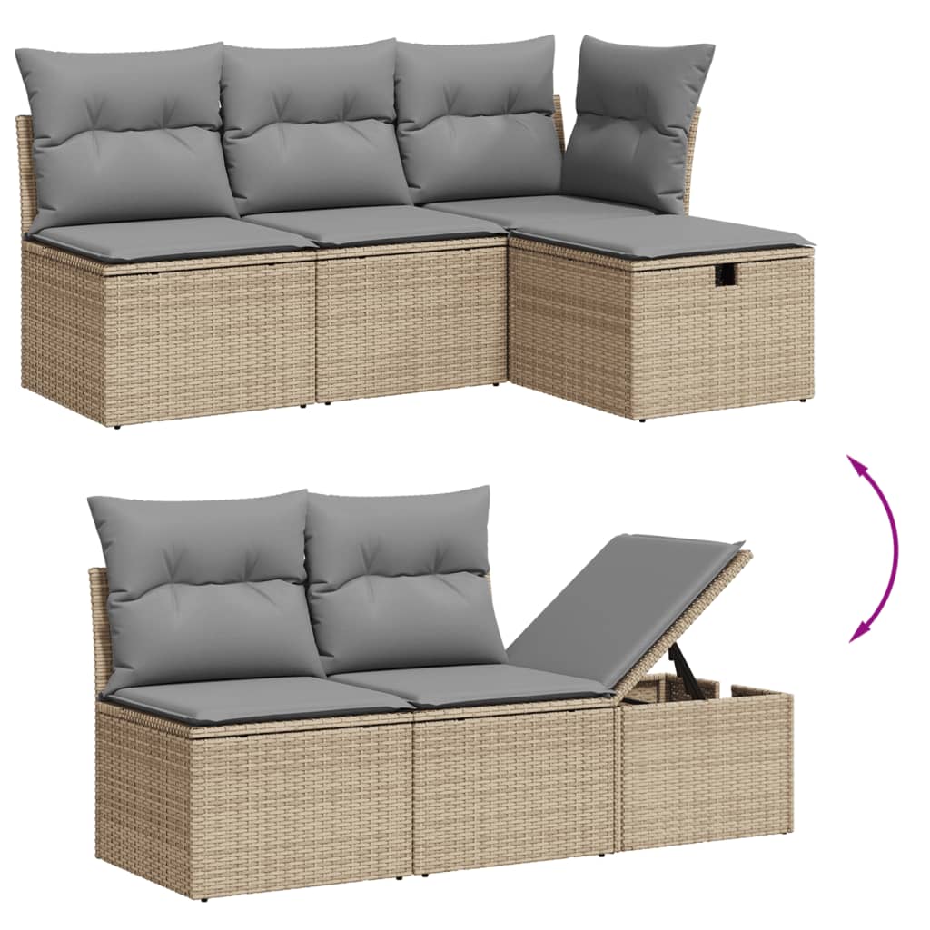 vidaXL 7-delige Loungeset met kussens poly rattan zwart